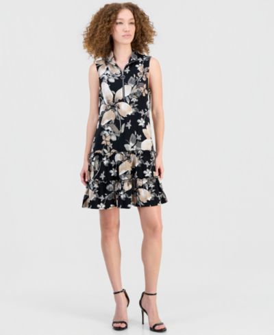 Robbie Bee Women's Front-Zip Sleeveless A-Line Dress