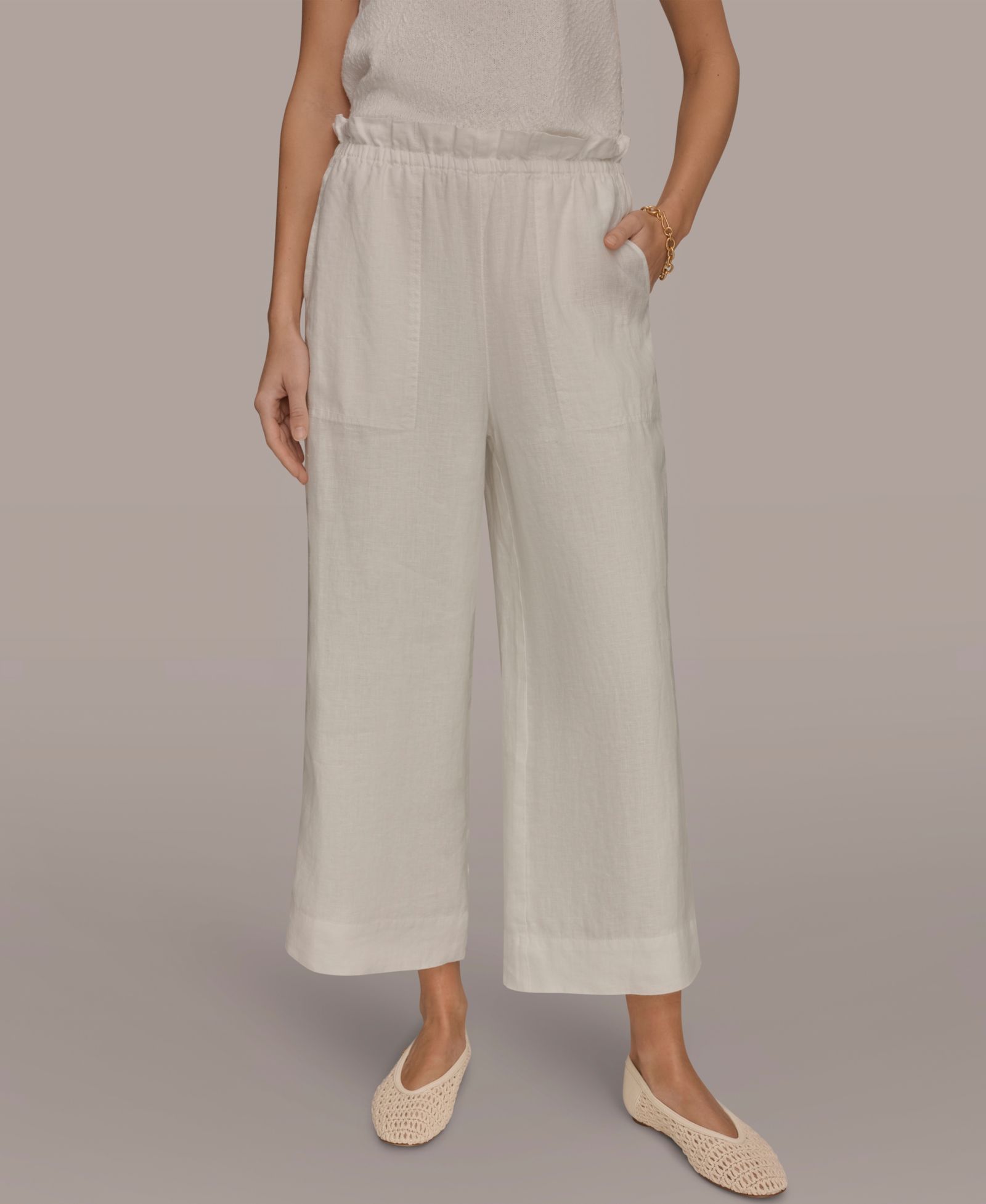 Donna Karan Weekend Женские льняные брюки High-Rise Relaxed