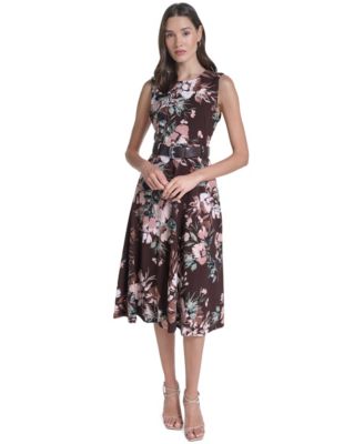 Calvin Klein Women's Floral-Print A-Line Midi Dress