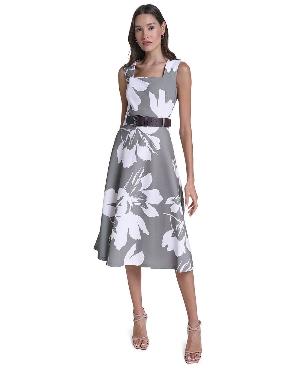 Calvin Klein Women's Floral Square Neck Midi Dress