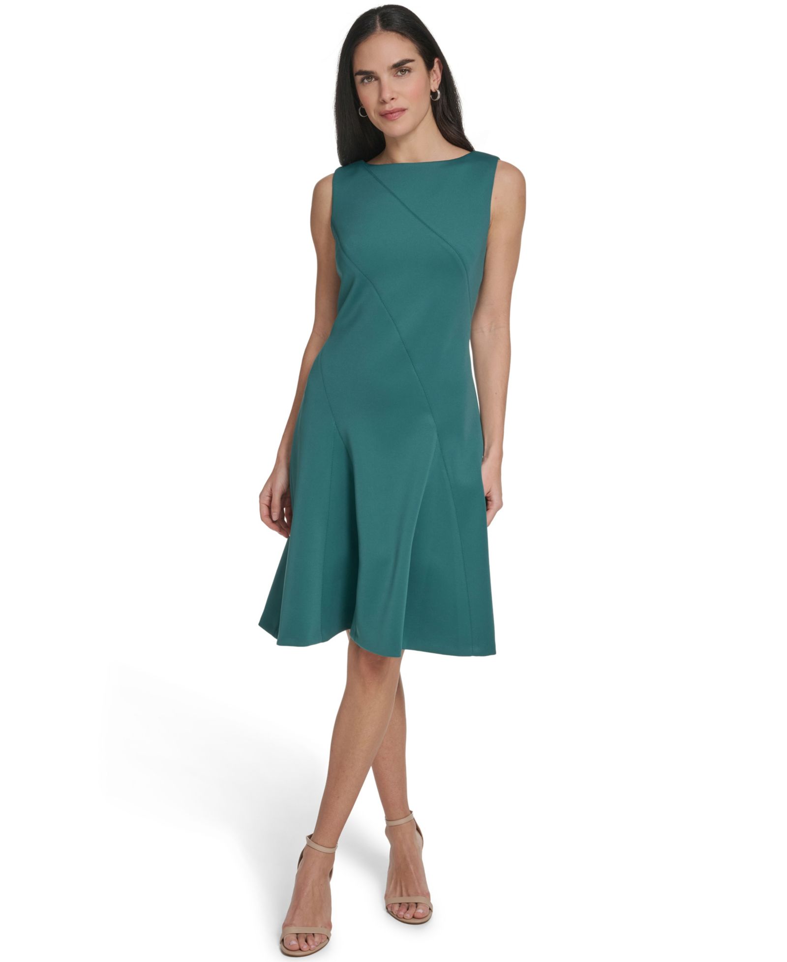 Calvin Klein Women’s Boat Neck Zip-Back Knee-Length Dress