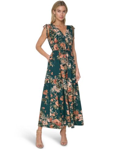 Calvin Klein Women’s V-Neck Drawstring Waist Midi Dress