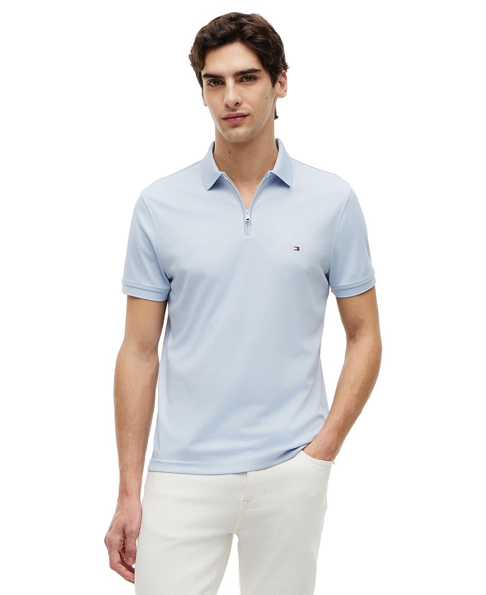 Tommy Hilfiger Men's Performance Oxford Zip Regular-Fit Polo Shirt