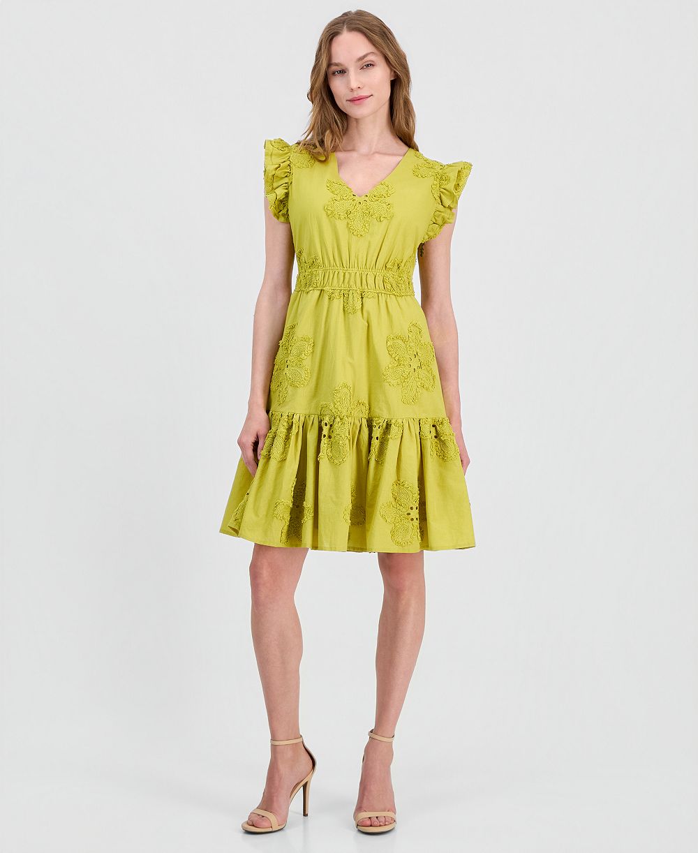 Женское платье Anne Klein Eyelet Embroidered Cotton A-Line