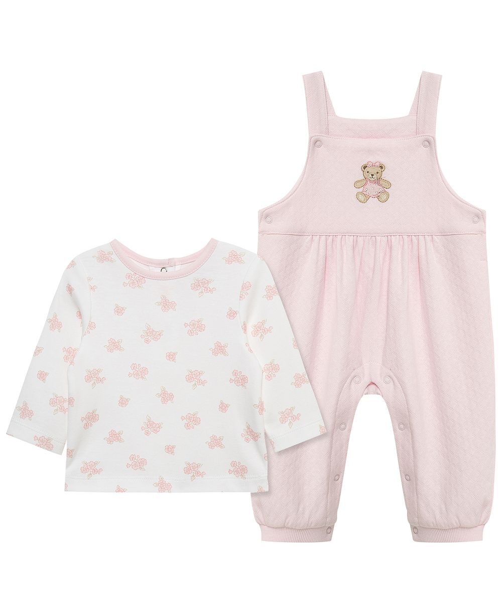 Little Me Baby Girls' Cotton Long-Sleeve T-Shirt and Overall, 2-Piece Set