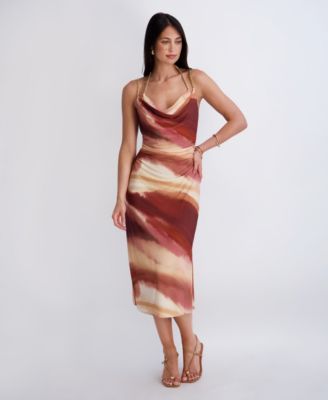 Siena Women's Cowl Neck Printed Jersey Midi Dress