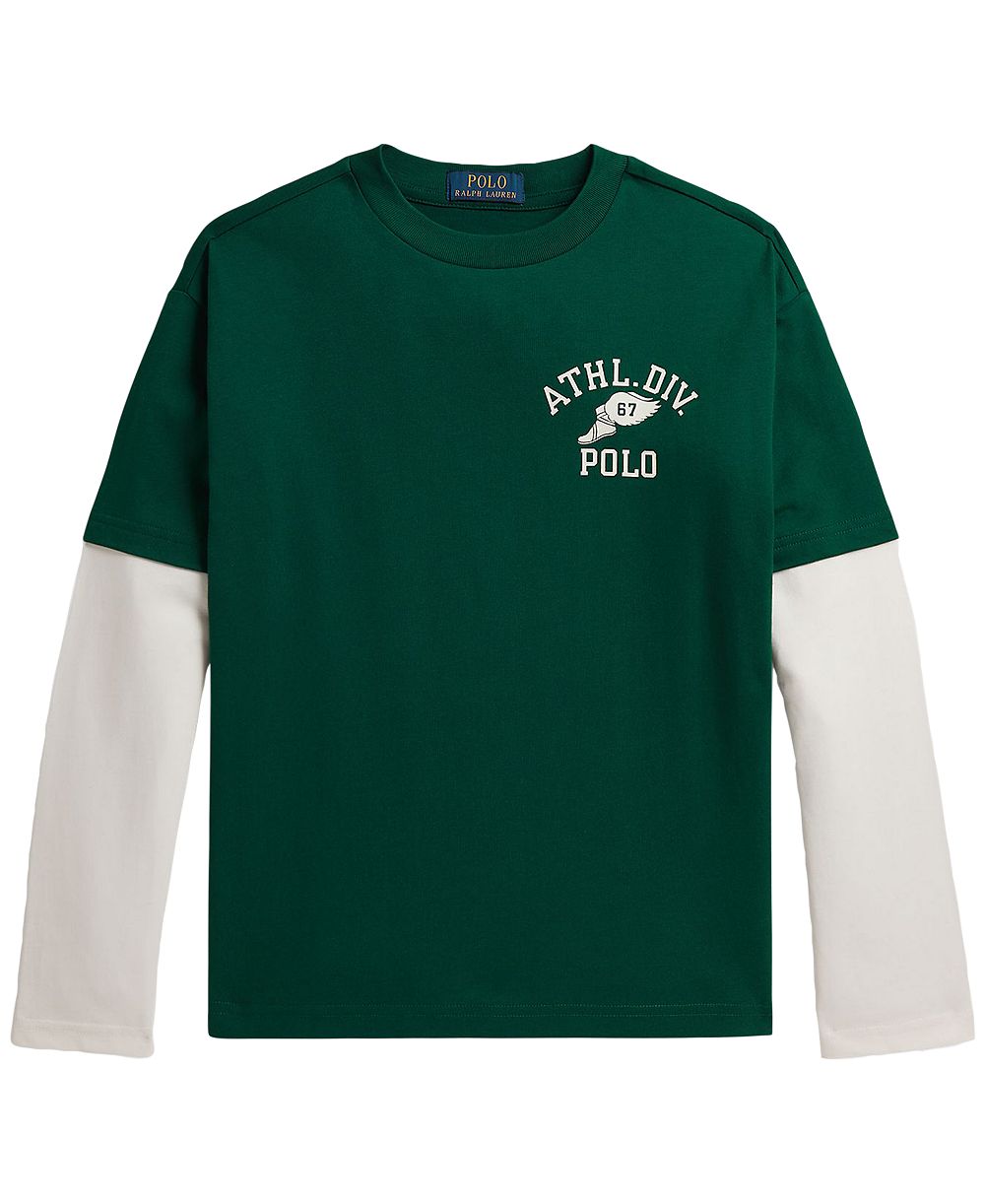 Polo Ralph Lauren Мальчик, размер 8-20, хлопковая футболка с эффектом многослойности