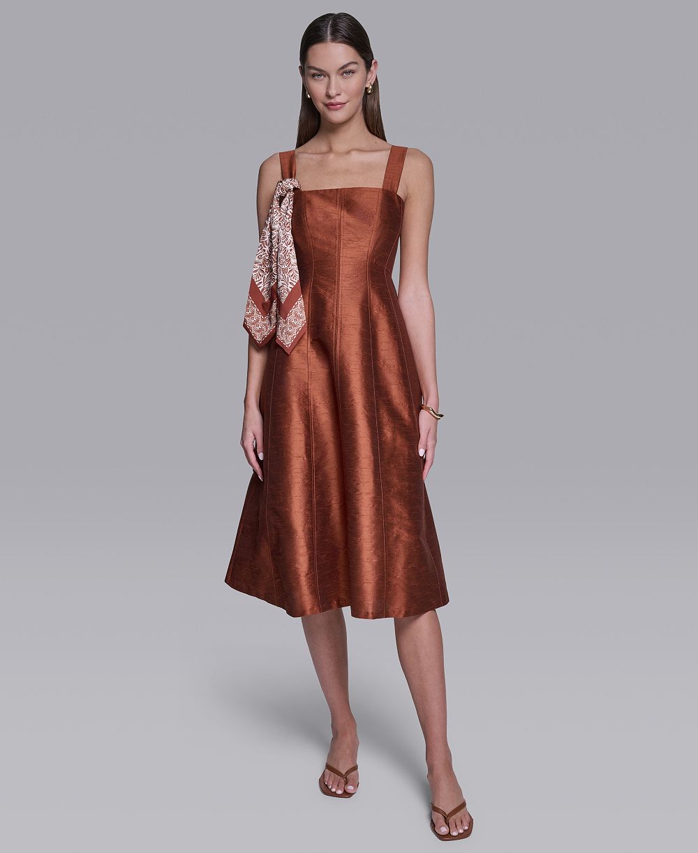 Женское платье Halston Sleeveless Detachable Scarf Detail Midi