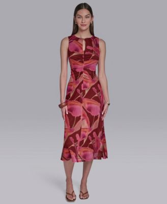 Женское платье миди Halston с принтом, облегающее, с вырезом keyhole