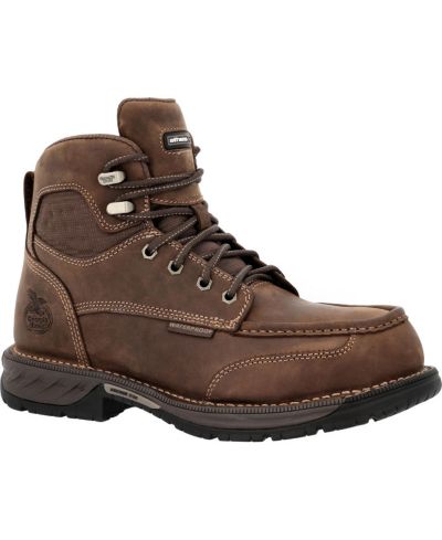 GEORGIA BOOT Men's Athens 360 6" Side-Zip Waterproof Nano Composite Toe Moc-Toe Work Boot