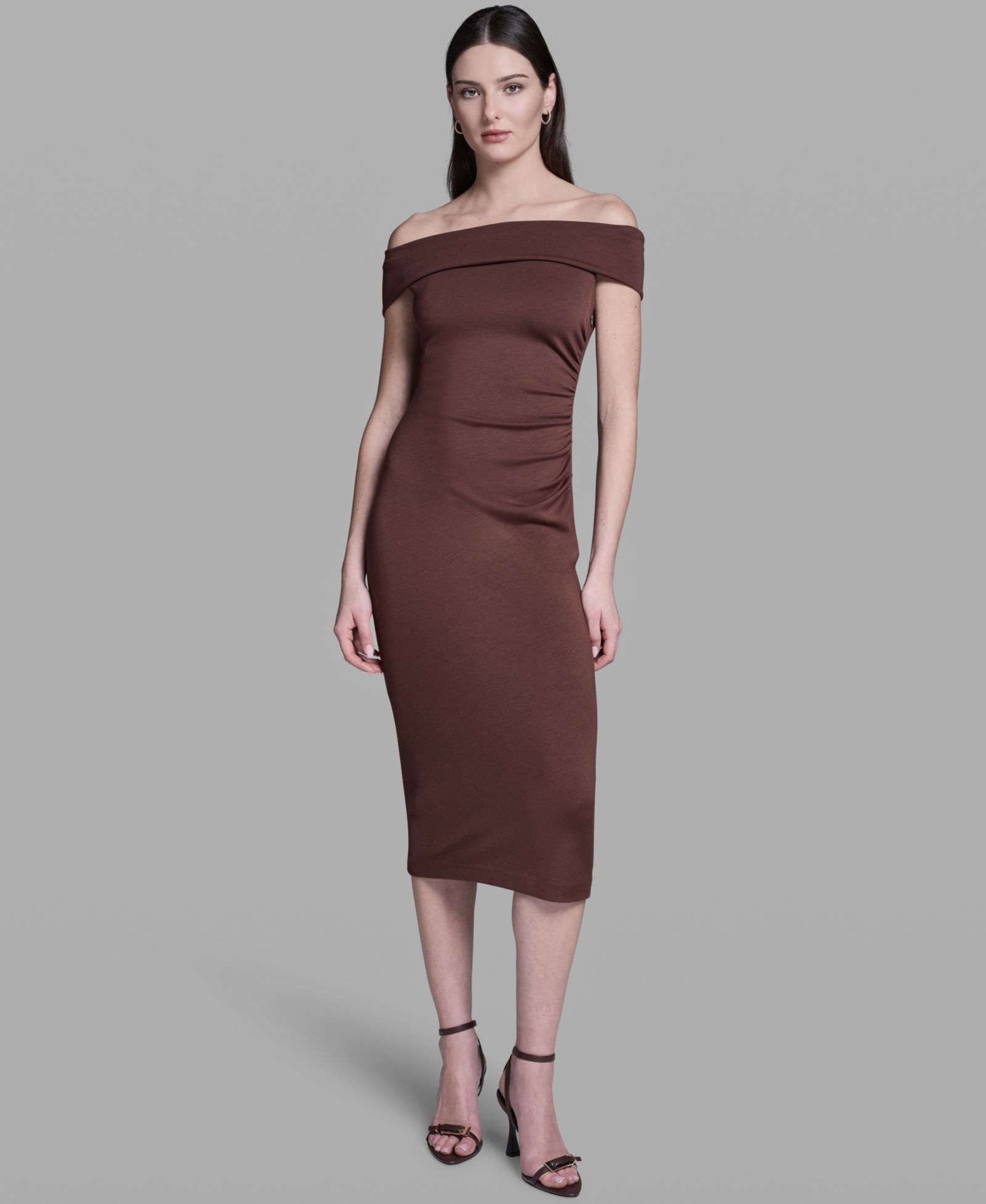 Платье миди BCBG Women's с открытыми плечами
