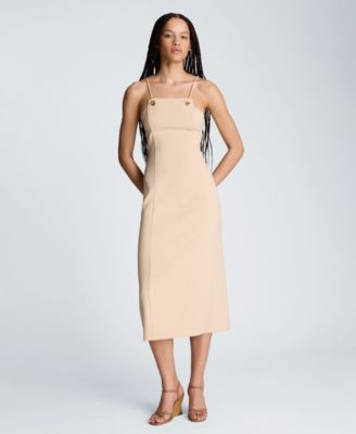 Kenneth Cole Women's Square Neck Grommet Midi Dress