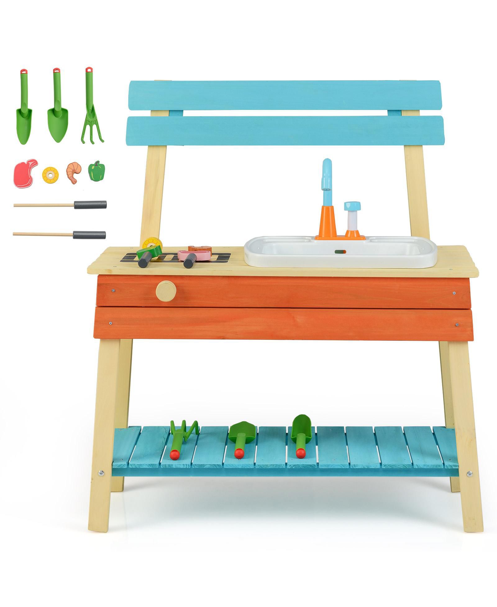 Игровой набор Slickblue Wooden Kids Kitchen Playset Chef Pretend Mud Kitchen Set