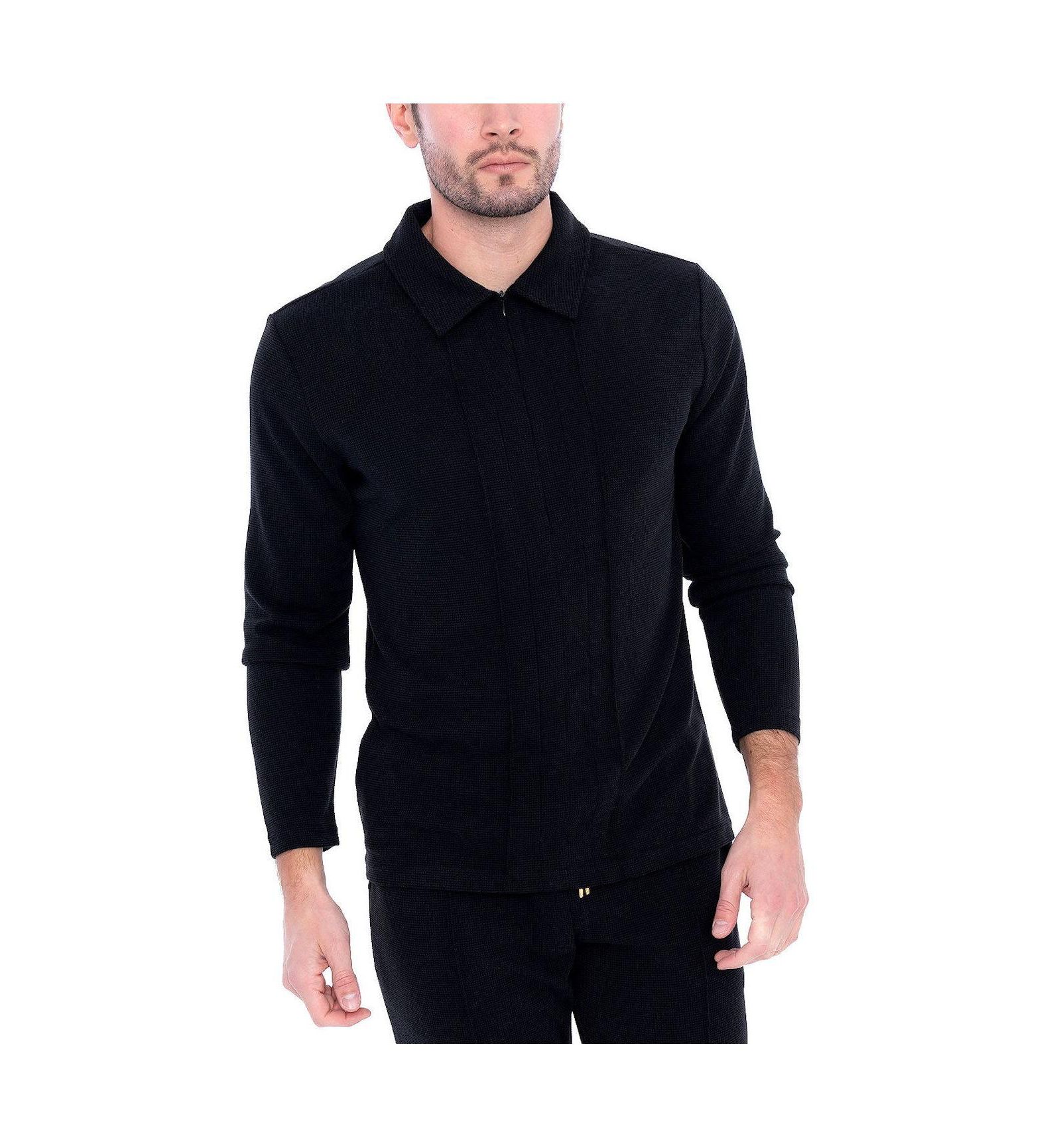 Dai Moda Men's Long Sleeve Zip Neck Knit Shirts