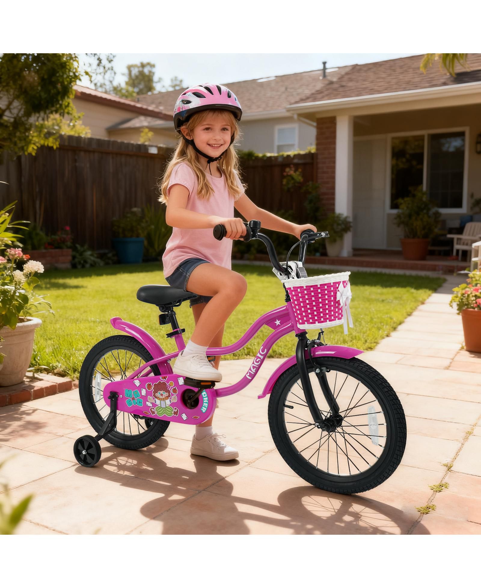 Slickblue 18" Adjustable Training Wheels Bike, Ages 3-8