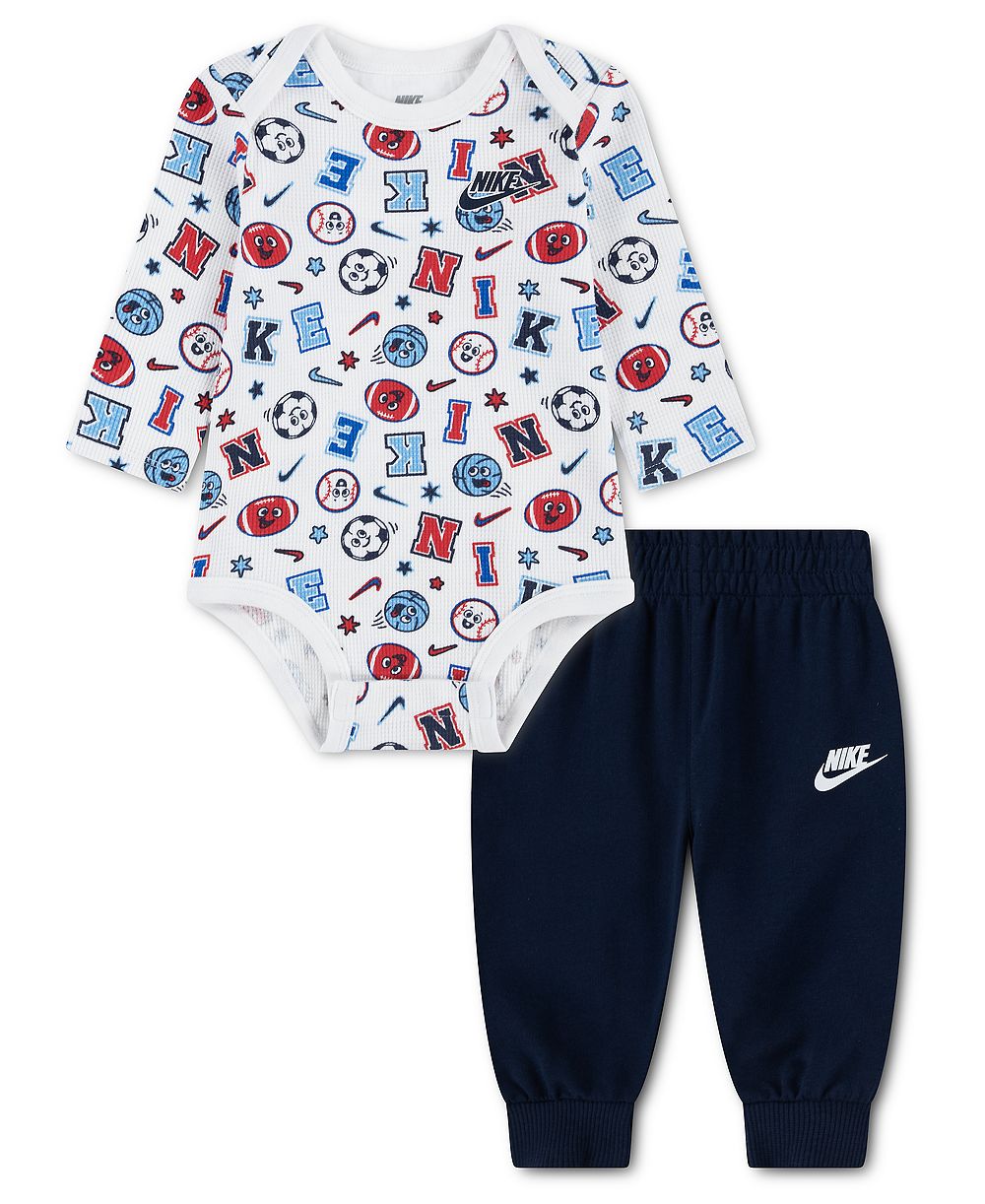 Комплект Nike из 2 предметов для новорожденных: боди и брюки с принтом