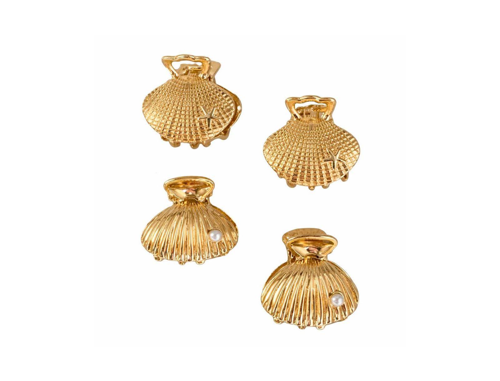 Headbands of Hope Women's Mini Claw Clip Set of 4 - Gold Seashell