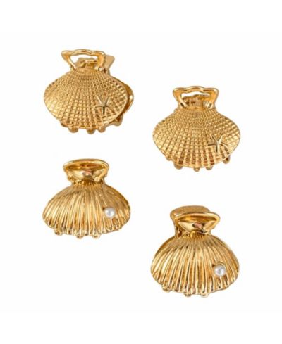 Headbands of Hope Women's Mini Claw Clip Set of 4 - Gold Seashell