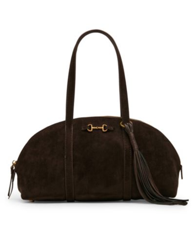 Anne Klein Faux Suede Medium Horse Bit Bowler Handbag