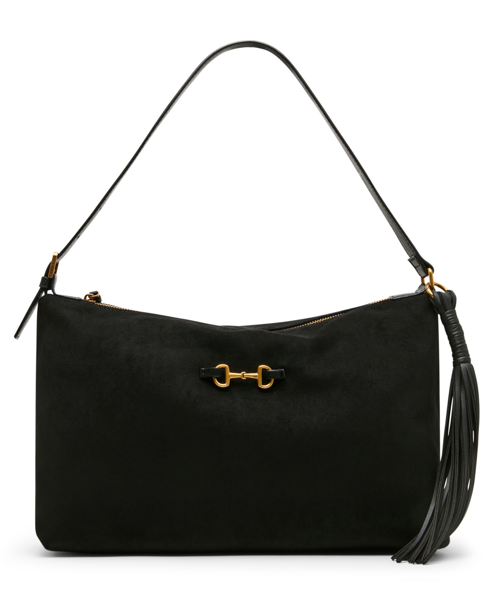 Anne Klein Faux Suede Large Horse Bit Shoulder Handbag
