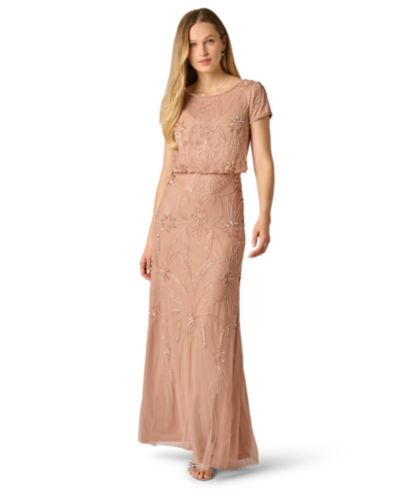 Женское вечернее платье Adrianna Papell Beaded Blouson Boat Neck