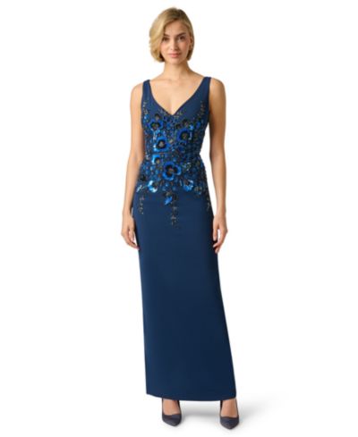 Adrianna Papell Women's Beaded V-Neck Gown
