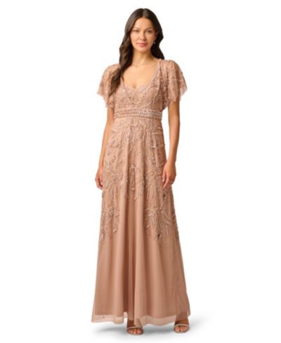 Adrianna Papell Women's Beaded Mesh Gown