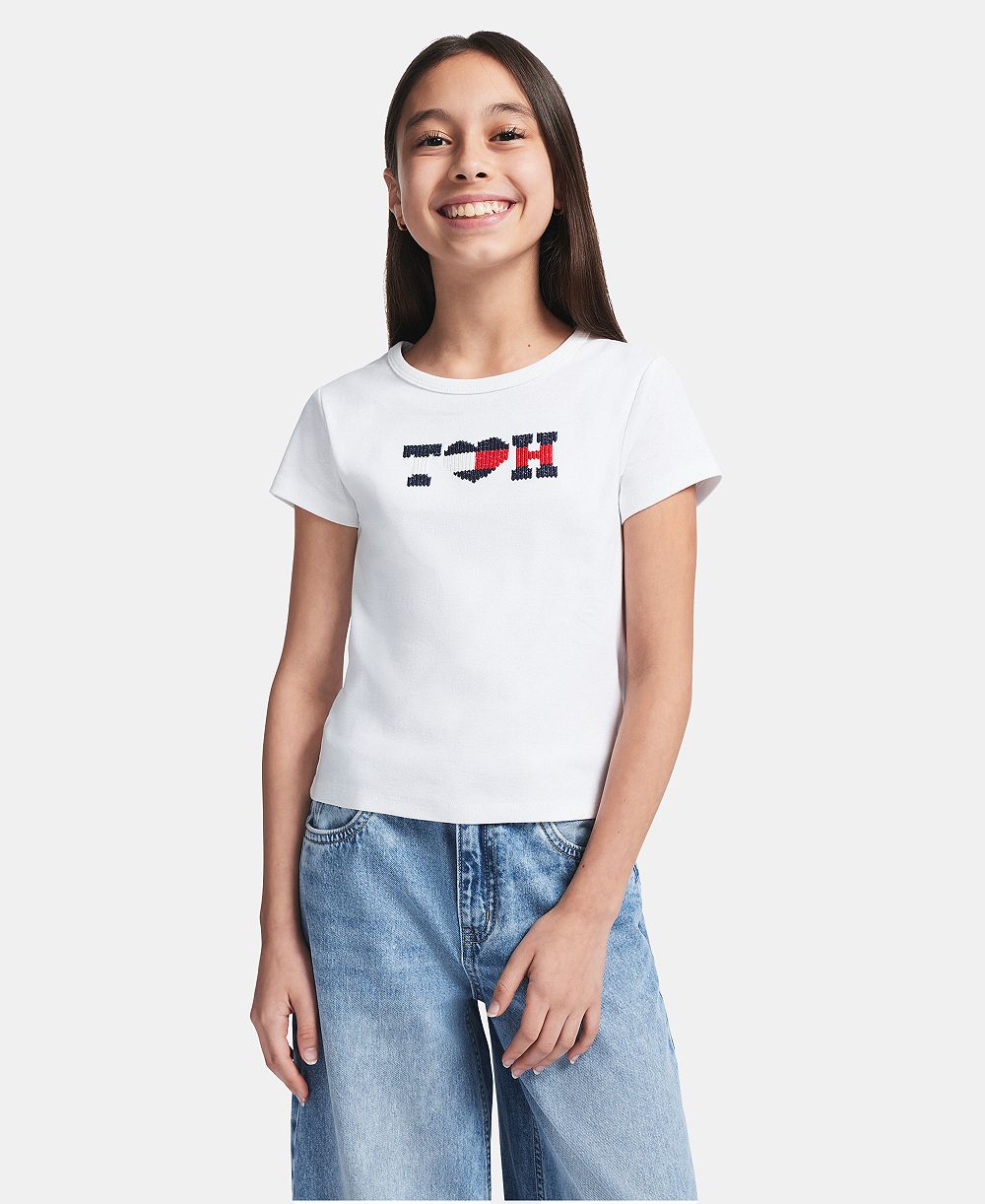 Tommy Hilfiger Girls' 7-16 Embroidered Short-Sleeve T-Shirt