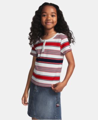 Детский полосатый трикотажный топ с коротким рукавом Tommy Hilfiger 7-16