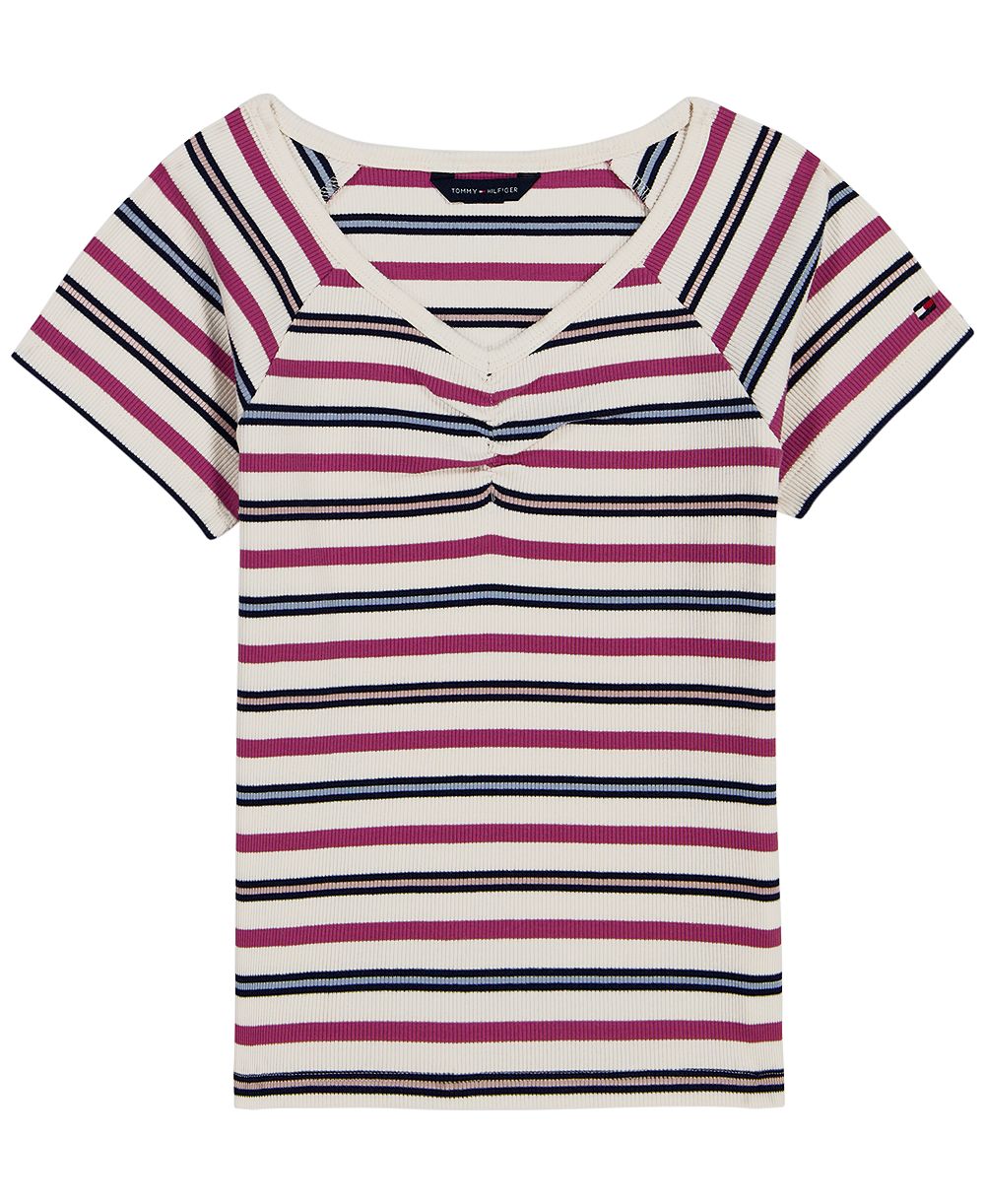 Детский топ Tommy Hilfiger Striped Ribbed V-Neck Short-Sleeve 7-16