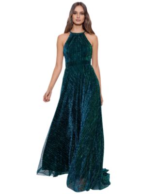 B&A By Betsy and Adam Petite Metallic Halter Gown