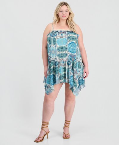 And Now This Trendy Plus Size Handkerchief-Hem Mini Dress, Macy's Exclusive