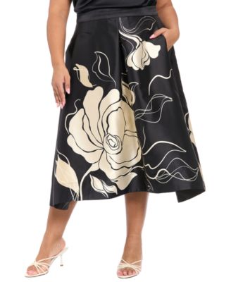 Muse Plus Size Pleated High-Low Midi Skirt