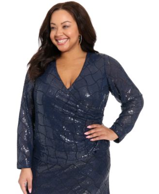 Верх Muse Plus Size Long-Sleeve Sequined Wrap с пайетками