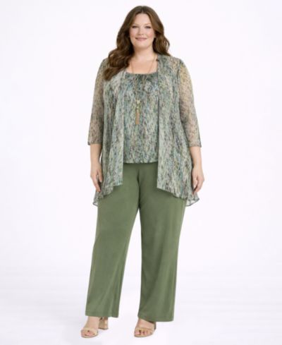 Комплект R & M Richards Plus Size: топ, куртка и брюки