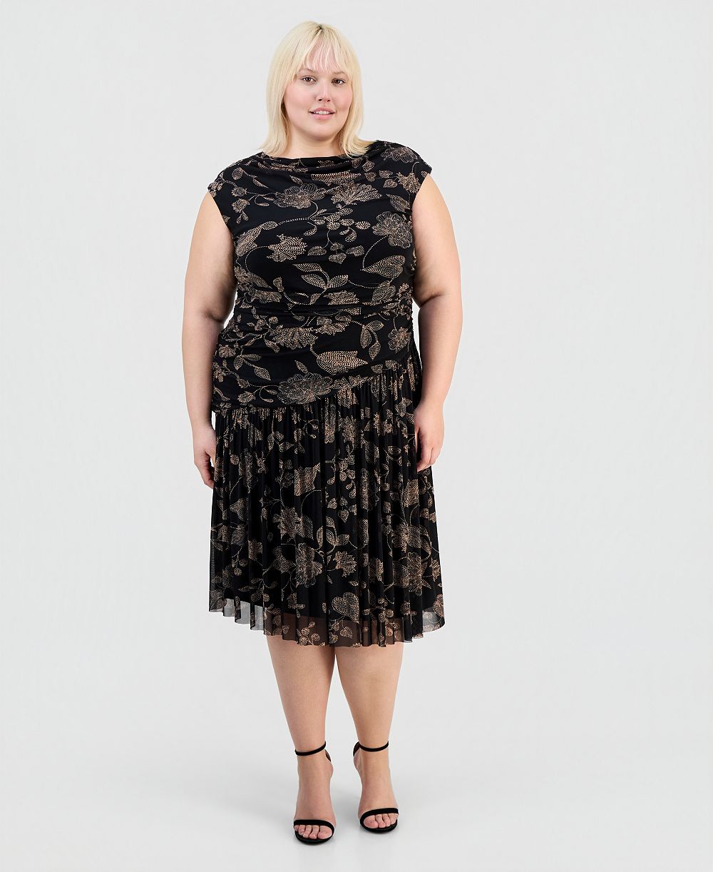 Женское платье миди Robbie Bee Plus Size Printed Side-Ruched