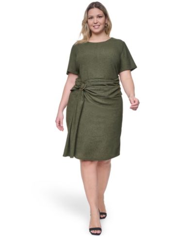 Vince Camuto Plus Size Jewel Neck Short-Sleeve Dress