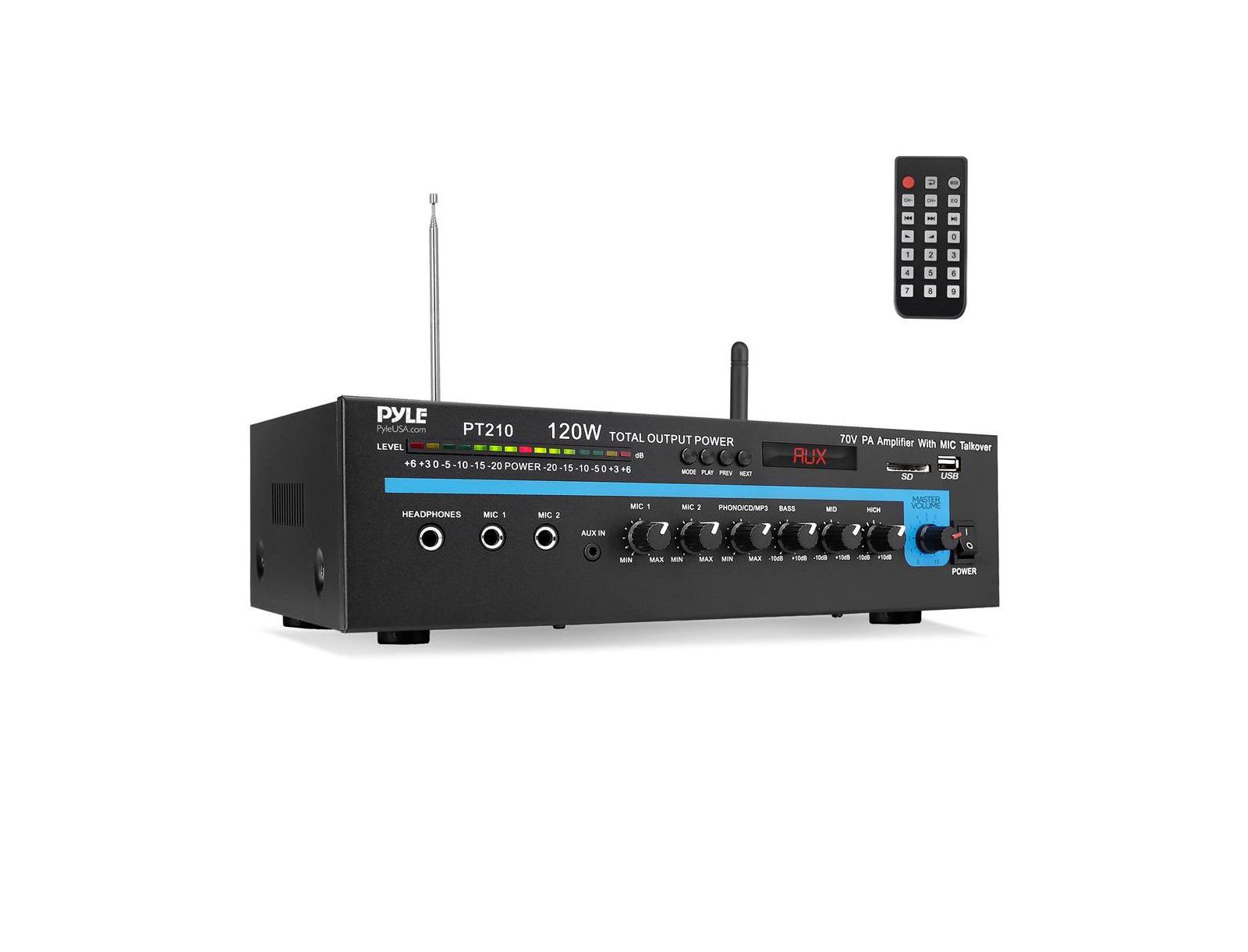 Pyle усилитель PA Mono с Bluetooth 120W, USB/SD/FM