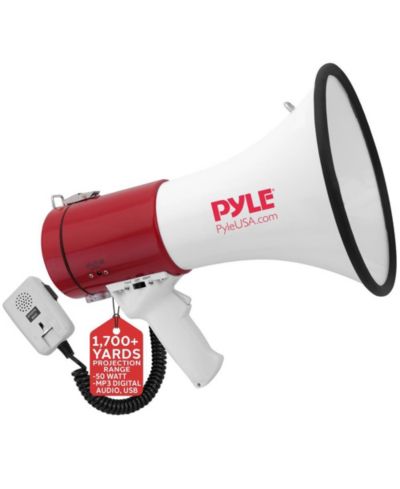 Мегафон Pyle с режимами Talk & Siren, ручной микрофон, MP3, USB, Aux