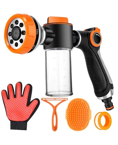 ARONKL Upgrade Dog Washing Hose Attachment 8 Spray Patterns 3.5oz Soap Dispenser Gloves Bath Brush