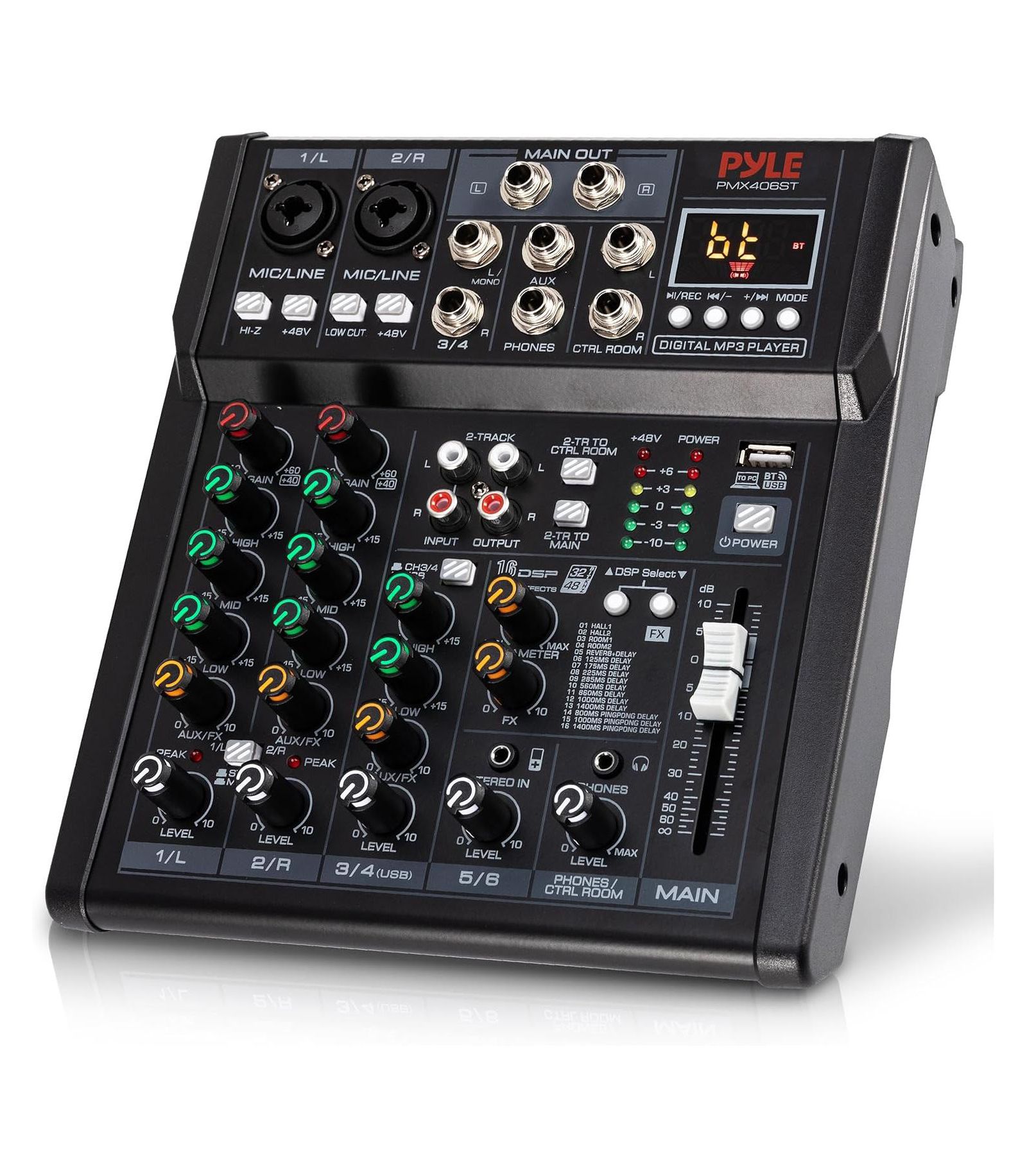 Pyle PMX406ST 6-Channel Bluetooth DSP Effects Studio Mixer