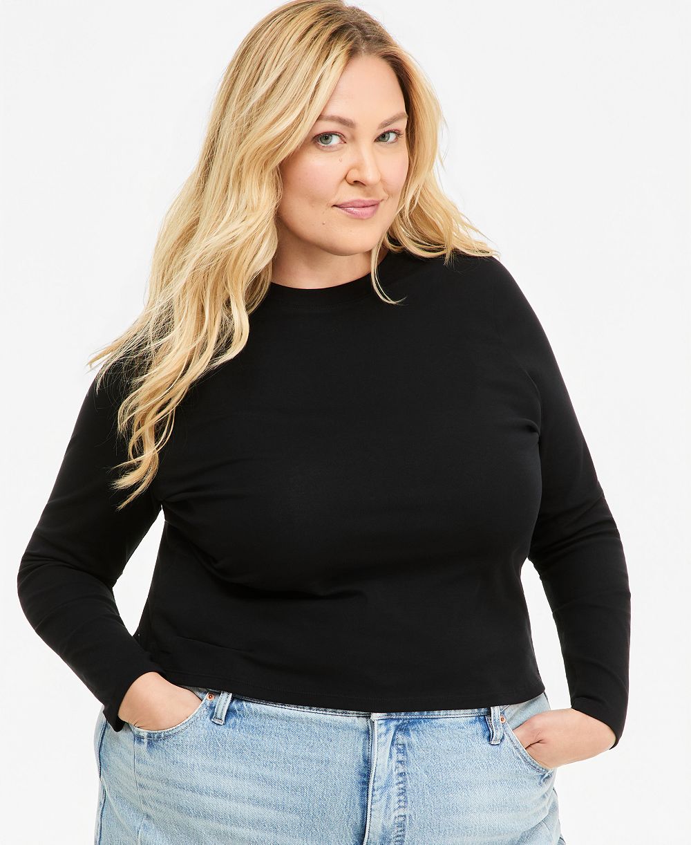 On 34th Plus Size Meet & Greet Long-Sleeve Top, Macy's Exclusive