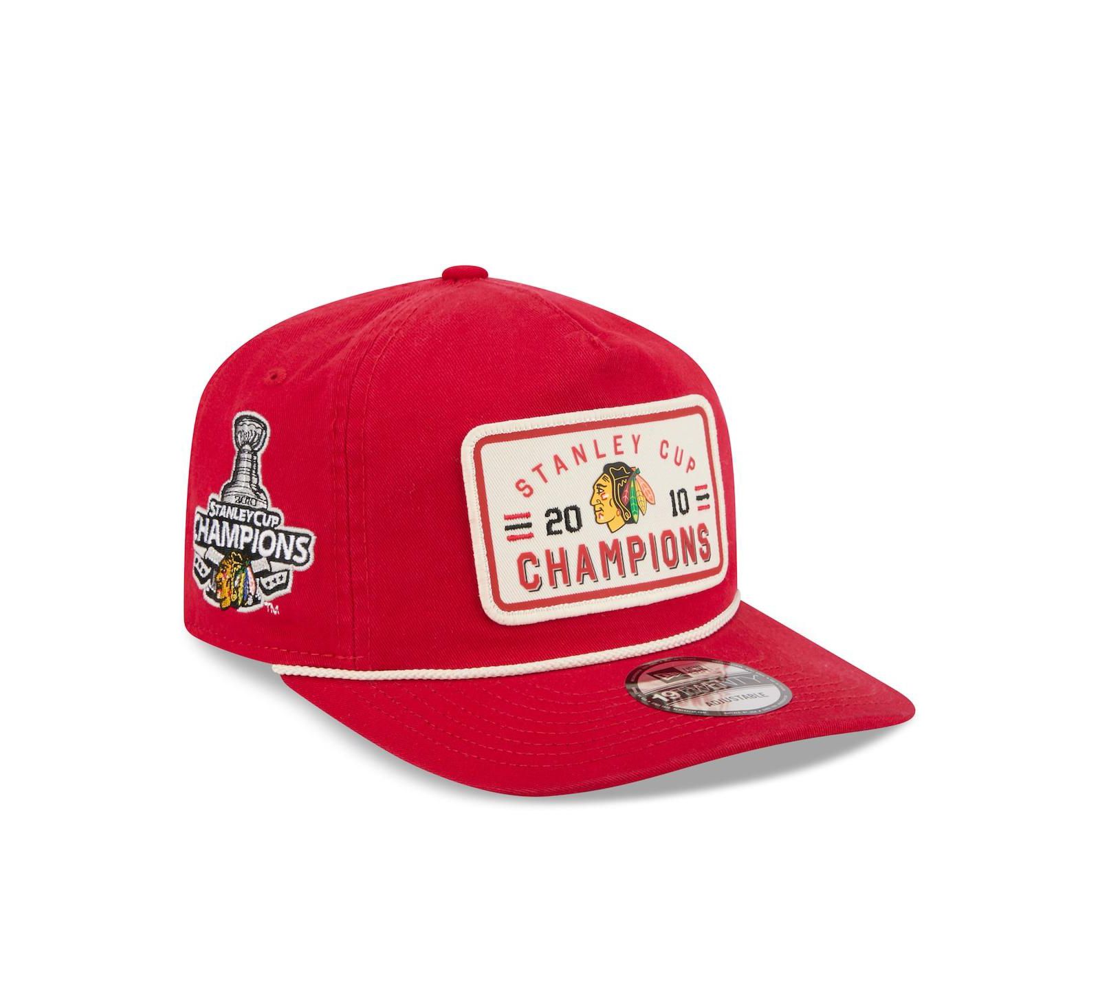 Мужская регулируемая кепка New Era Men's Red Chicago Blackhawks Throwback Stanley Cup Champions Side Patch 19TWENTY Adjustable Hat