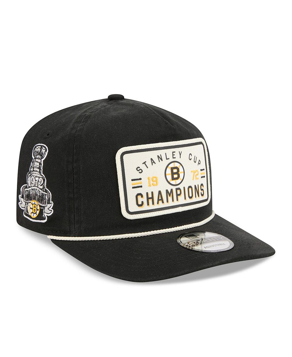 Мужская кепка New Era Black Boston Bruins Throwback Stanley Cup Champions Side Patch 19TWENTY Adjustable