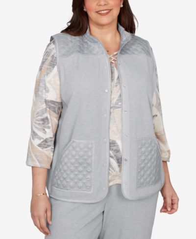 Alfred Dunner Plus Size Comfort & Joy Quilted Snap Front Vest