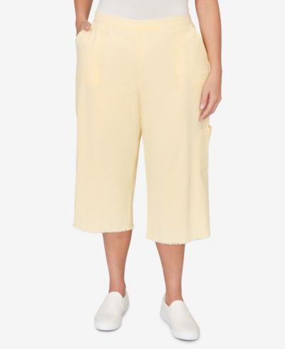 Брюки Alfred Dunner Plus Size Out of the Blue Fringe Denim Patch Pocket Capri