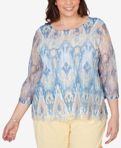 Alfred Dunner Plus Size Out of the Blue Dramatic Crewneck Top