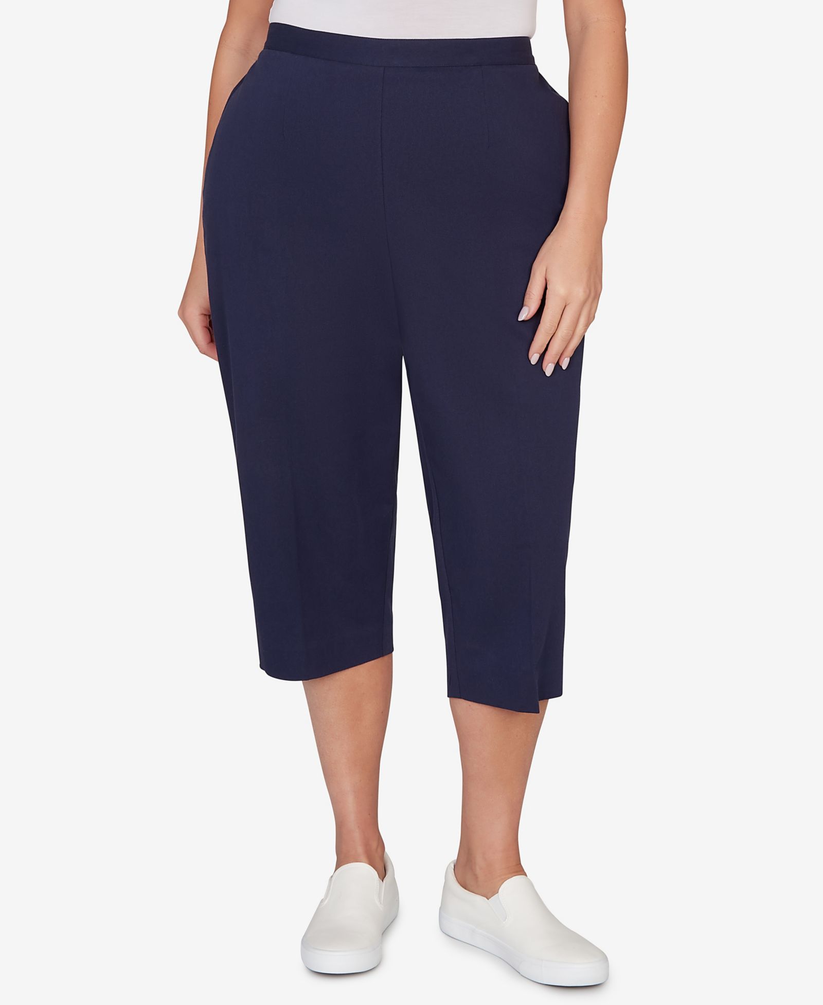 Брюки Alfred Dunner Plus Size Lady Liberty Heat Set Side Seam Pocket Capri