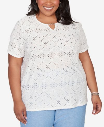 Alfred Dunner Plus Size винтажная футболка с вышивкой и бисером