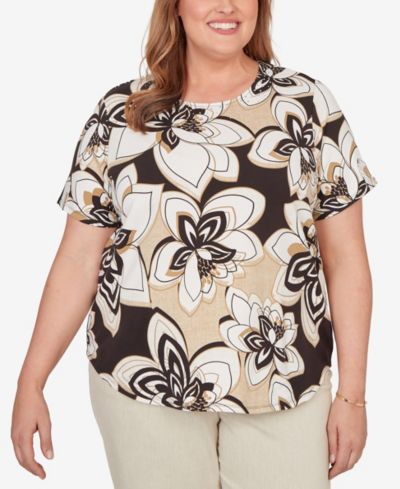 Alfred Dunner Женская футболка с коротким рукавом с цветочным принтом, Plus Size
